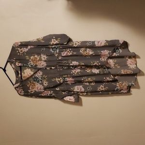 Torrid Gray and Pink Floral High Low Tunic